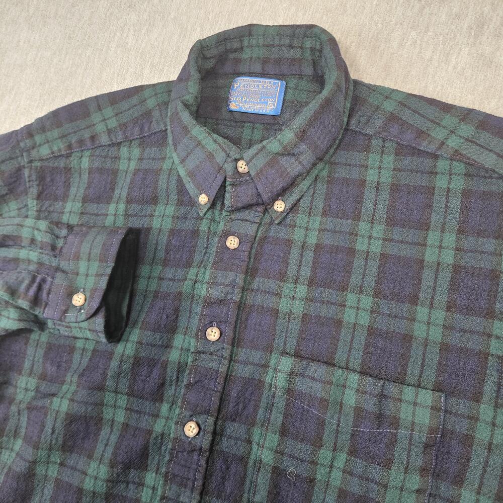 Vintage Pendleton Shirt Mens XL Black Watch Plaid Flannel Sir Pendleton Made USA